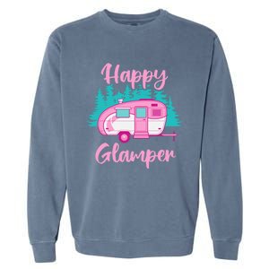 Funny Camping Outdoor Rv Camper Happy Glamper Great Gift Garment-Dyed Sweatshirt