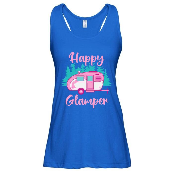 Funny Camping Outdoor Rv Camper Happy Glamper Great Gift Ladies Essential Flowy Tank