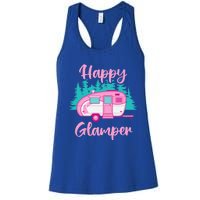 Funny Camping Outdoor Rv Camper Happy Glamper Great Gift Women's Racerback Tank