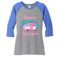 Funny Camping Outdoor Rv Camper Happy Glamper Great Gift Women's Tri-Blend 3/4-Sleeve Raglan Shirt