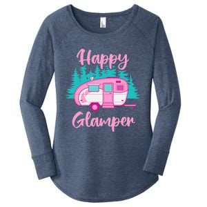 Funny Camping Outdoor Rv Camper Happy Glamper Great Gift Women's Perfect Tri Tunic Long Sleeve Shirt