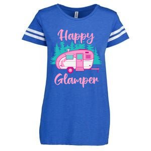 Funny Camping Outdoor Rv Camper Happy Glamper Great Gift Enza Ladies Jersey Football T-Shirt