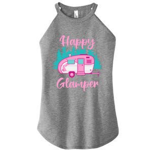 Funny Camping Outdoor Rv Camper Happy Glamper Great Gift Women's Perfect Tri Rocker Tank