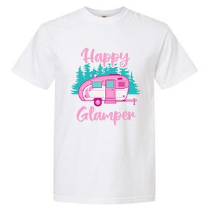 Funny Camping Outdoor Rv Camper Happy Glamper Great Gift Garment-Dyed Heavyweight T-Shirt