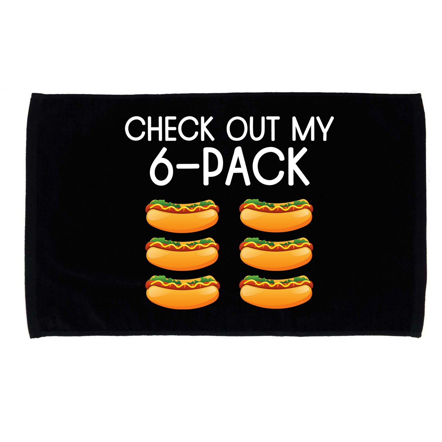 Funny Check Out My 6 Pack Hotdog Funny Hot Dog Lovers Gym Lovers Microfiber Hand Towel