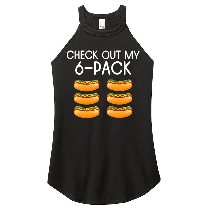 Funny Check Out My 6 Pack Hotdog Funny Hot Dog Lovers Gym Lovers Women's Perfect Tri Rocker Tank