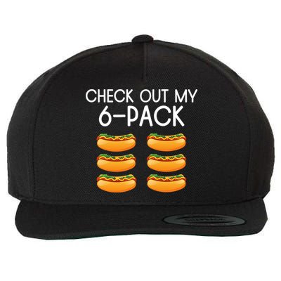 Funny Check Out My 6 Pack Hotdog Funny Hot Dog Lovers Gym Lovers Wool Snapback Cap