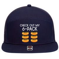 Funny Check Out My 6 Pack Hotdog Funny Hot Dog Lovers Gym Lovers 7 Panel Mesh Trucker Snapback Hat