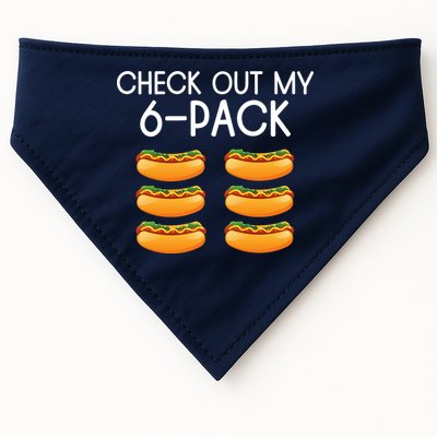 Funny Check Out My 6 Pack Hotdog Funny Hot Dog Lovers Gym Lovers USA-Made Doggie Bandana
