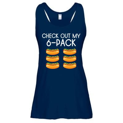 Funny Check Out My 6 Pack Hotdog Funny Hot Dog Lovers Gym Lovers Ladies Essential Flowy Tank