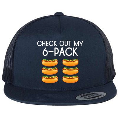 Funny Check Out My 6 Pack Hotdog Funny Hot Dog Lovers Gym Lovers Flatbill Hat