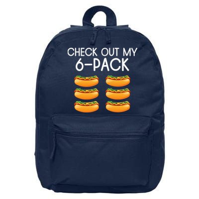 Funny Check Out My 6 Pack Hotdog Funny Hot Dog Lovers Gym Lovers 16 in Basic Backpack