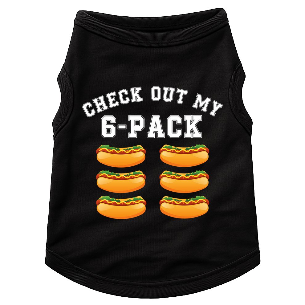 Funny Check Out My 6 Pack Hotdog Gym Lovers Funny Hot Dog Lovers Doggie Tank