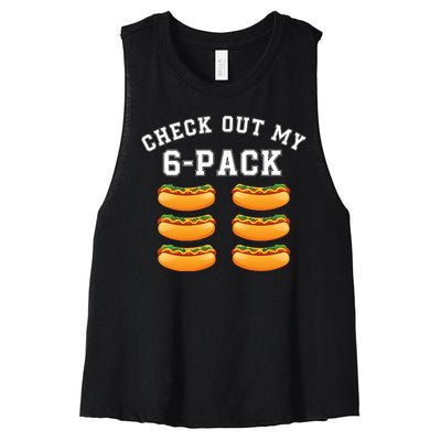 Funny Check Out My 6 Pack Hotdog Gym Lovers Funny Hot Dog Lovers Women's Racerback Cropped Tank