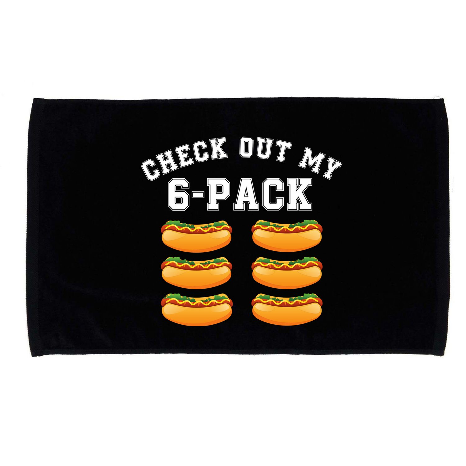 Funny Check Out My 6 Pack Hotdog Gym Lovers Funny Hot Dog Lovers Microfiber Hand Towel