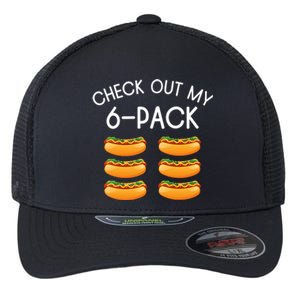 Funny Check Out My 6 Pack Hotdog Gym Lovers Funny Hotdog Lovers Flexfit Unipanel Trucker Cap