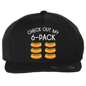 Funny Check Out My 6 Pack Hotdog Gym Lovers Funny Hotdog Lovers Wool Snapback Cap