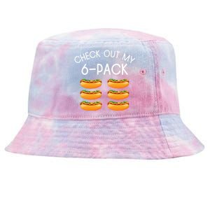 Funny Check Out My 6 Pack Hotdog Gym Lovers Funny Hotdog Lovers Tie-Dyed Bucket Hat