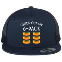 Funny Check Out My 6 Pack Hotdog Gym Lovers Funny Hotdog Lovers Flat Bill Trucker Hat