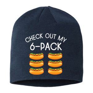 Funny Check Out My 6 Pack Hotdog Gym Lovers Funny Hotdog Lovers Sustainable Beanie