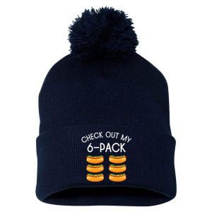 Funny Check Out My 6 Pack Hotdog Gym Lovers Funny Hotdog Lovers Pom Pom 12in Knit Beanie