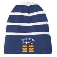 Funny Check Out My 6 Pack Hotdog Gym Lovers Funny Hotdog Lovers Striped Beanie with Solid Band