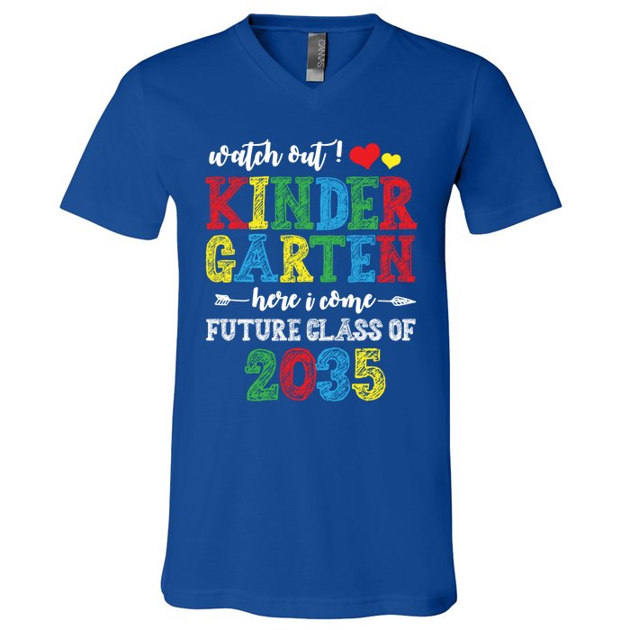 Funny Class Of 2035 Watch Out Kindergarten Here I Come Meaningful Gift V-Neck T-Shirt