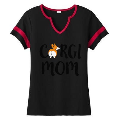 Funny Corgi Pet Owner Outfit Women Corgi Mom Ladies Halftime Notch Neck Tee