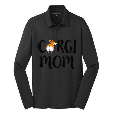 Funny Corgi Pet Owner Outfit Women Corgi Mom Silk Touch Performance Long Sleeve Polo