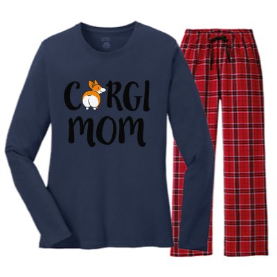 Funny Corgi Pet Owner Outfit Women Corgi Mom Women's Long Sleeve Flannel Pajama Set 