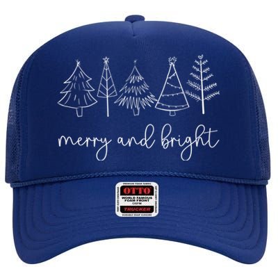 Family Christmas Pajamas Outfit Funny Merry And Bright Great Gift High Crown Mesh Back Trucker Hat