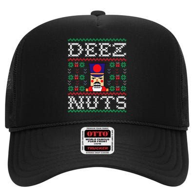 Funny Christmas Pajama Family Xmas Deez Nuts Nutcracker Nut High Crown Mesh Back Trucker Hat