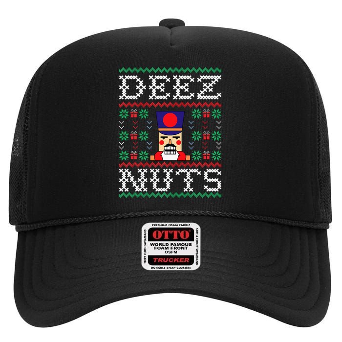 Funny Christmas Pajama Family Xmas Deez Nuts Nutcracker Nut High Crown Mesh Back Trucker Hat