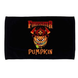 Firefighter Costume Pumpkin Halloween Firefighter Gift Microfiber Hand Towel