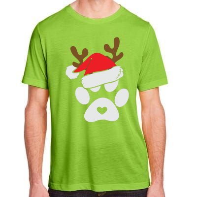 Funny Christmas Paws Santa Hat Horn Dog Xmas Adult ChromaSoft Performance T-Shirt