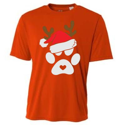 Funny Christmas Paws Santa Hat Horn Dog Xmas Cooling Performance Crew T-Shirt