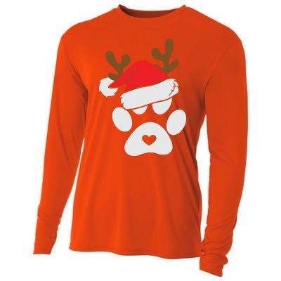 Funny Christmas Paws Santa Hat Horn Dog Xmas Cooling Performance Long Sleeve Crew