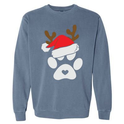 Funny Christmas Paws Santa Hat Horn Dog Xmas Garment-Dyed Sweatshirt