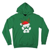 Funny Christmas Paws Santa Hat Horn Dog Xmas Hoodie