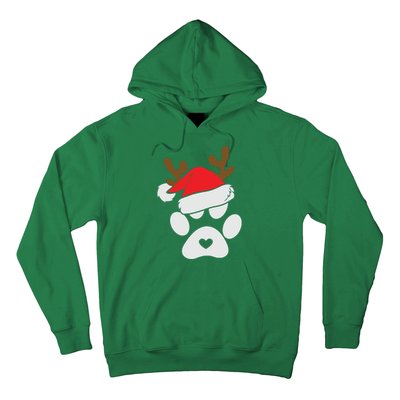 Funny Christmas Paws Santa Hat Horn Dog Xmas Hoodie