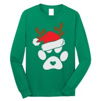 Funny Christmas Paws Santa Hat Horn Dog Xmas Long Sleeve Shirt