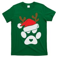 Funny Christmas Paws Santa Hat Horn Dog Xmas T-Shirt