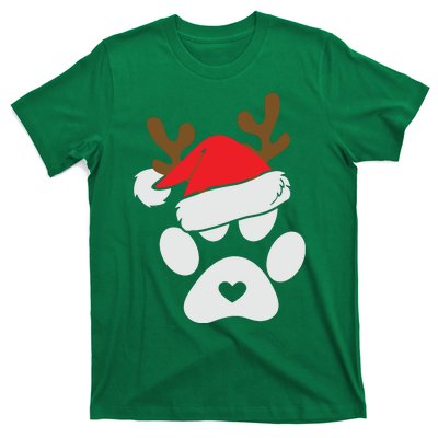 Funny Christmas Paws Santa Hat Horn Dog Xmas T-Shirt