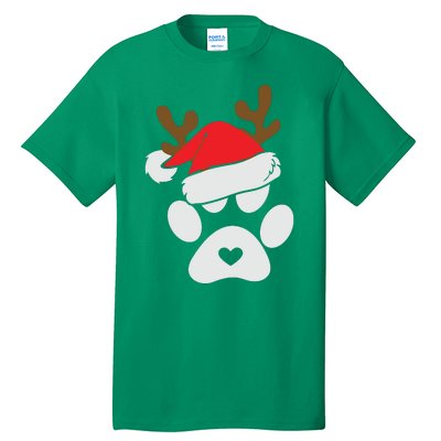 Funny Christmas Paws Santa Hat Horn Dog Xmas Tall T-Shirt