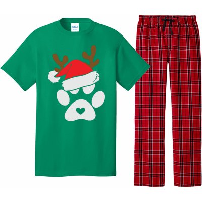 Funny Christmas Paws Santa Hat Horn Dog Xmas Pajama Set