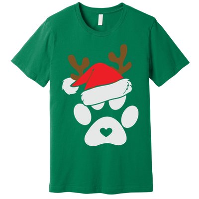 Funny Christmas Paws Santa Hat Horn Dog Xmas Premium T-Shirt