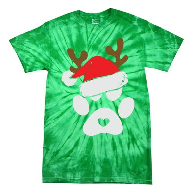 Funny Christmas Paws Santa Hat Horn Dog Xmas Tie-Dye T-Shirt