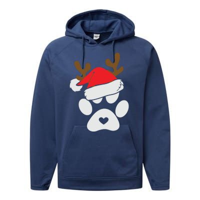 Funny Christmas Paws Santa Hat Horn Dog Xmas Performance Fleece Hoodie