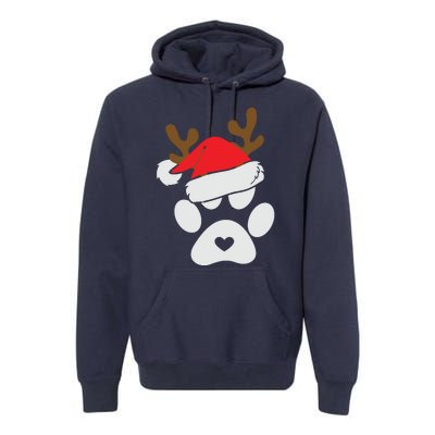 Funny Christmas Paws Santa Hat Horn Dog Xmas Premium Hoodie