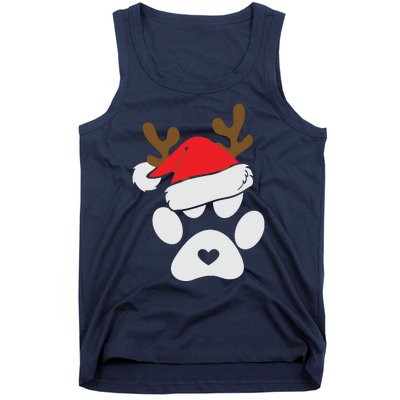 Funny Christmas Paws Santa Hat Horn Dog Xmas Tank Top